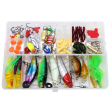 Fishing Lures Kit, Includes Crankbaits Spinner Baits Soft Swimbait Topwater Frogs, Multi-section Bait Fishing Accessories for Freshwater and Saltwater