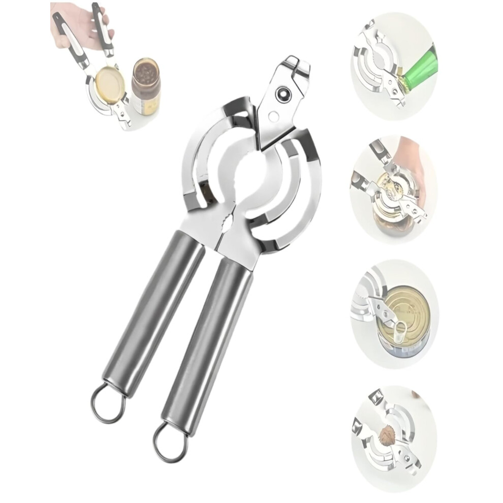 Silver Stainless Steel Adjustable Jar Opener 8In1 Bottle Opener For Seniors With Arthritis