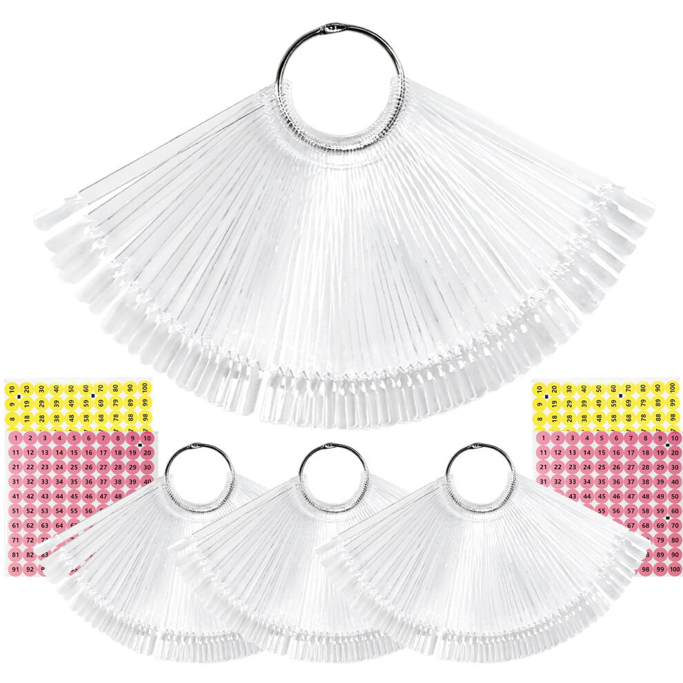 200pcs Clear Square Nail Swatch Sticks with Ring and Number Stickers for Accurate Color Display