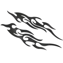 Motorcycle Stickers Waterproof UV Protection Vivid Flame Design PVC Decals Black 18cm