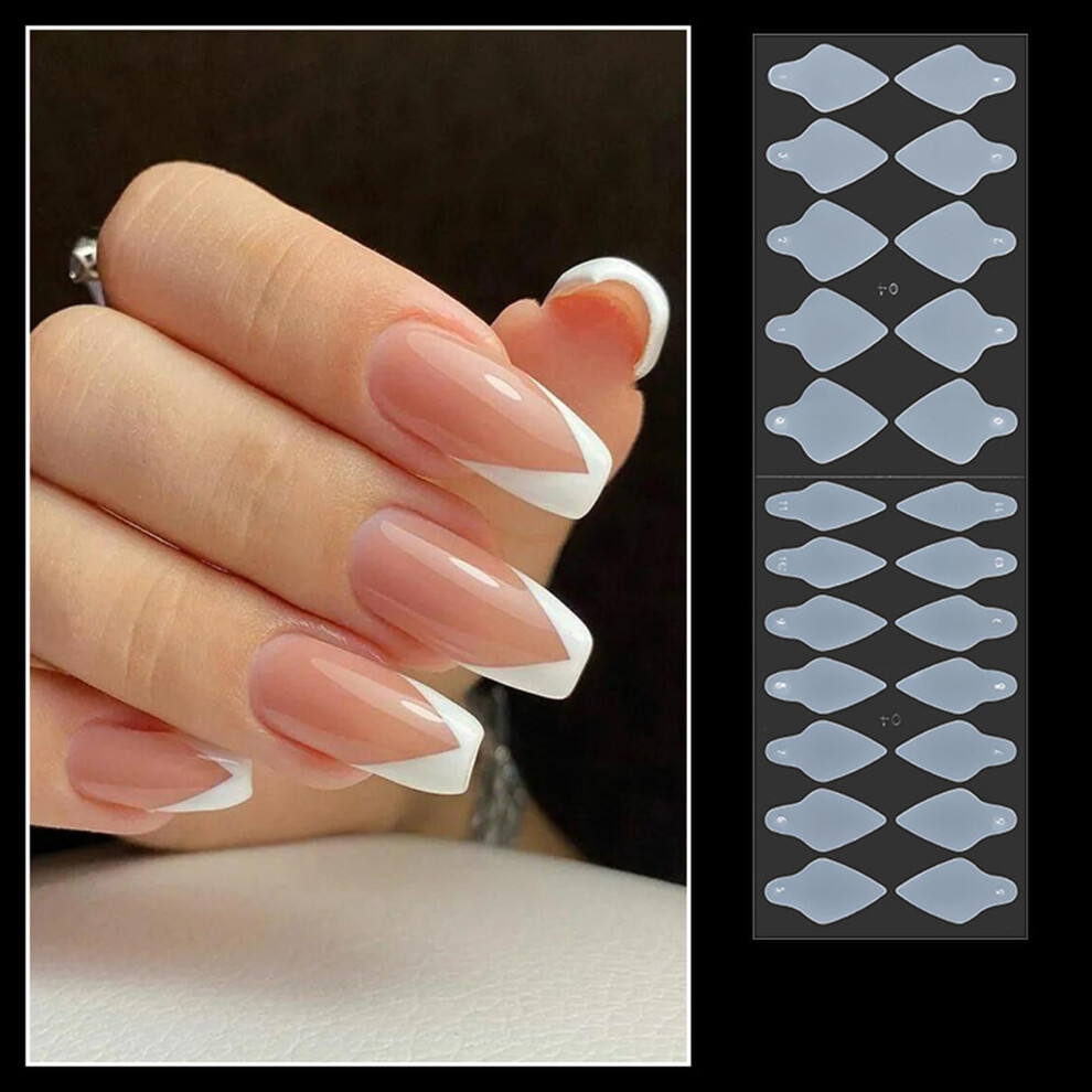 French Manicure Nail Forms 24pcs Reusable Silicone Guides for Poly Gel Nail Extension