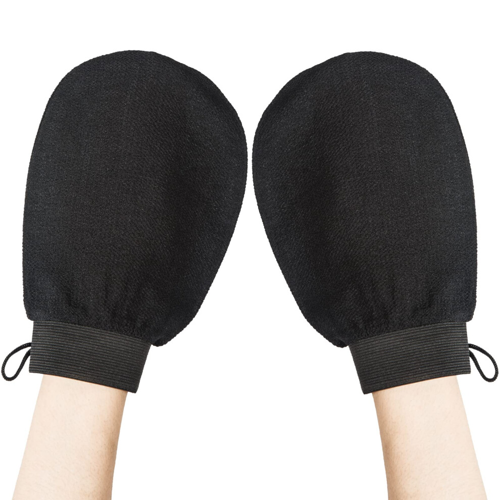 Black Exfoliating Glove For Dead Skin Removal And Selftanning Prep, Deep Cleansing Body Scrub