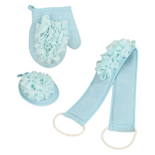 3PCS Bad Body Scrub Set Met Extra Lange Rug Scrubber-Blauw