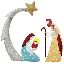 Paletto da giardino con presepe natalizio, perfetto per decorazioni natalizie, articolo regalo con decorazioni festive, disegni realizzati a mano,
