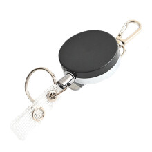 Enrouleur de badge rétractable entièrement métallique, porte-badge rétractable avec cordon incassable en fibre UHMWPE, sangle d'identification