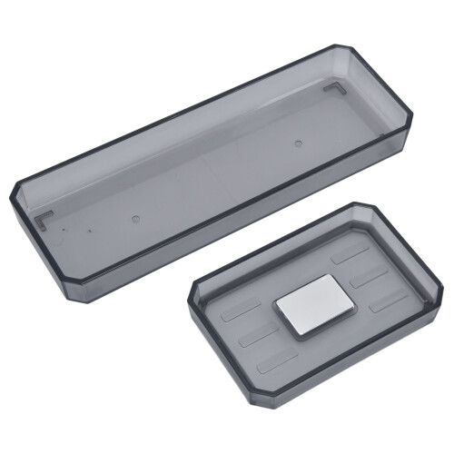 7-teilige graue Kunststoff-Badezimmer-Accessoire-Set mit Spendern & Mülleimer 1