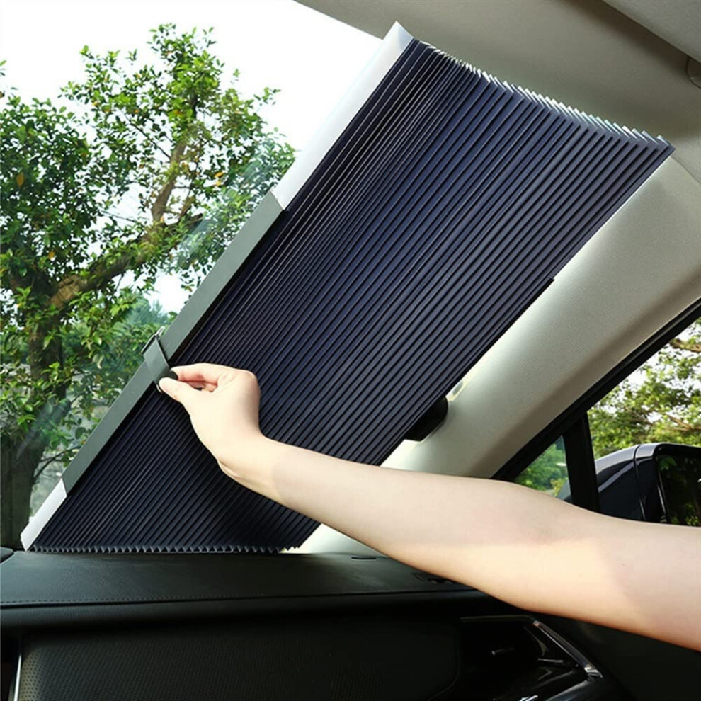 Retractable Car Windshield Sun Shade With Uv Protection, Reflective Aluminum Foldable Front Window Cover 80Cm 9187378975794