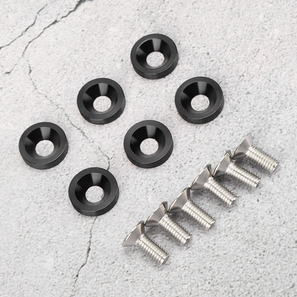 6Pcs M8 Aluminum Fender Bumper Washer Spacers For Cars & Motorcycles Black 8241379736707