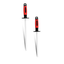 White Ceramic Knife Sharpening Rod with Ergonomic AntiSlip Grip for Professional Kitchen Knives