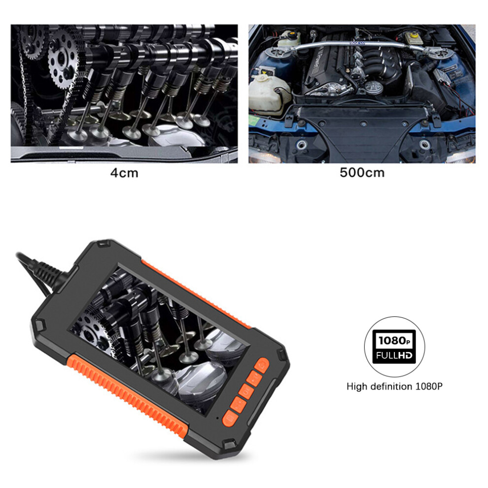 8Mm Portable Endoscope 1920X1080p 4.3" Lcd Ip67 Waterproof Orange 8161379737439