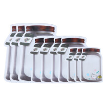 Sacos reutilizáveis tipo Mason Jar com fecho zip para armazenar alimentos e sanduíches, feitos de material PE durável, que economizam espaço,