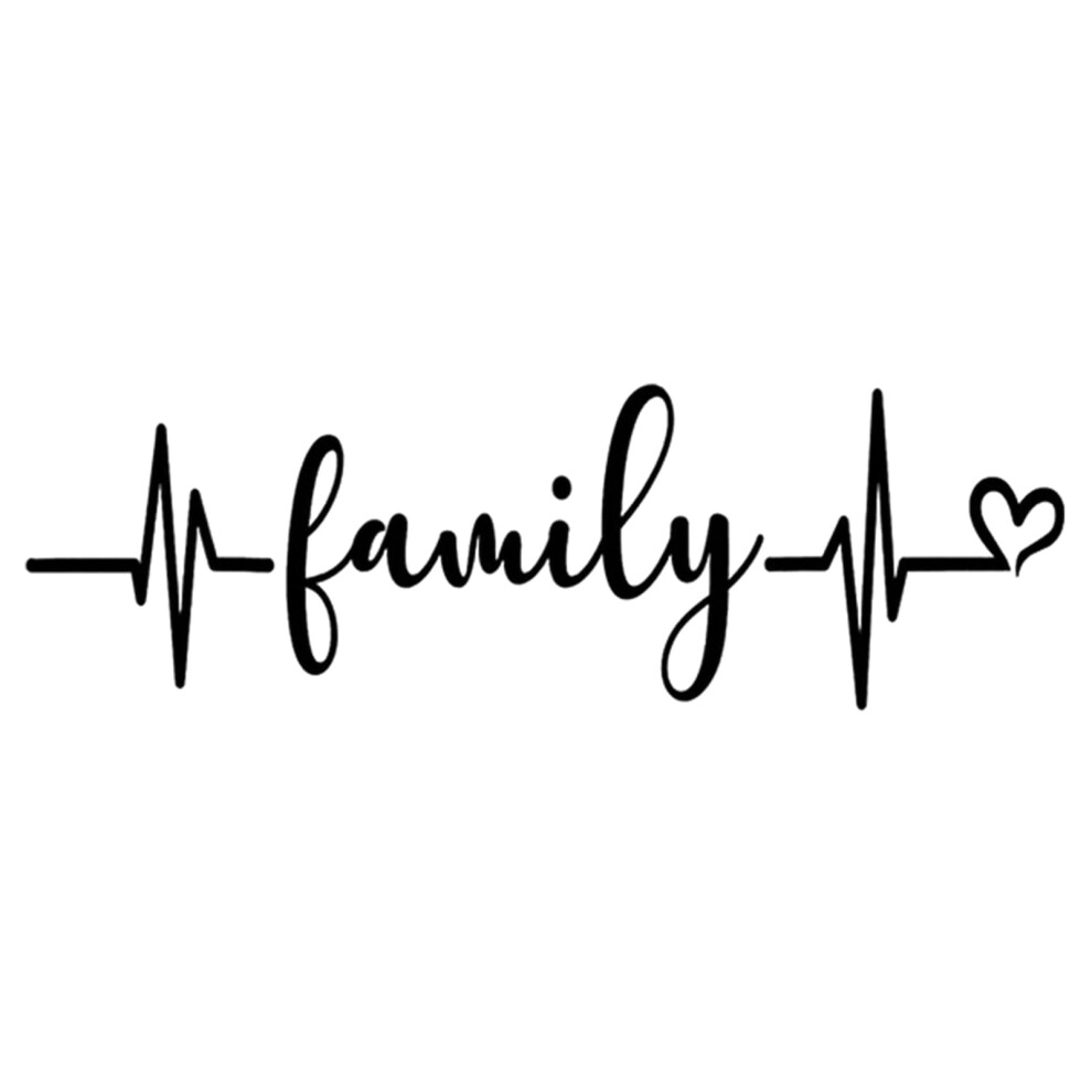 Family Heartbeat Vinyl Car Decal Â Waterproof Stick Figure Rear Window Sticker, Black 9199774755795