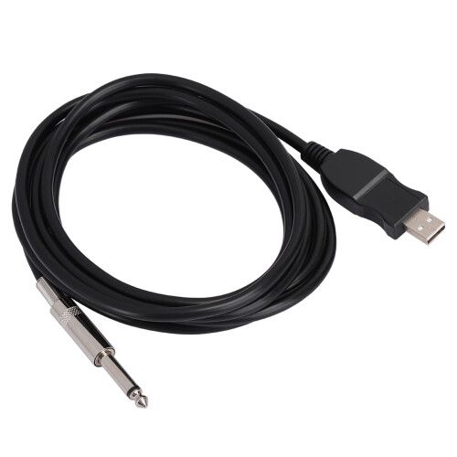 Portable Guitar USB Cable 300cm Metal Plastic Black for Instruments 1