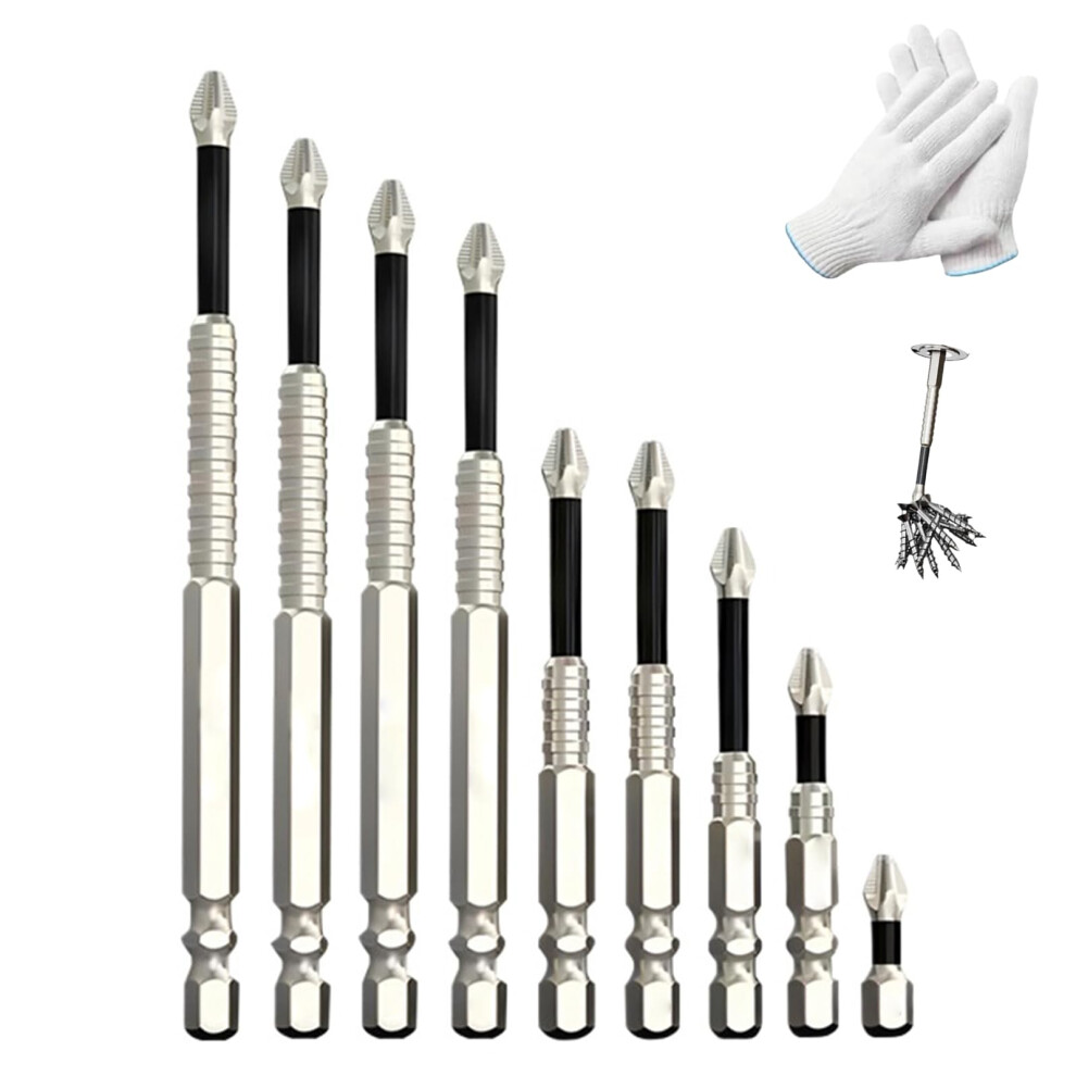 Magnetic Screwdriver Bit Set 9Pc Strong Grip Phillips Drill Bits Durable Steel For Diy And 9094768989500