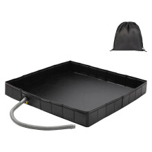 Portable RV Shower Base with Drain Hose, Foldable Outdoor Camping Platform Keeps Feet Clean