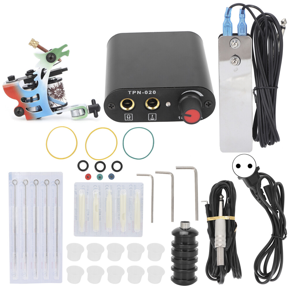 Professional Tattoo Machine Kit With Power Supply And Clip Cord High Stability For Beginner Artists Adjustable Voltage Quiet Operation