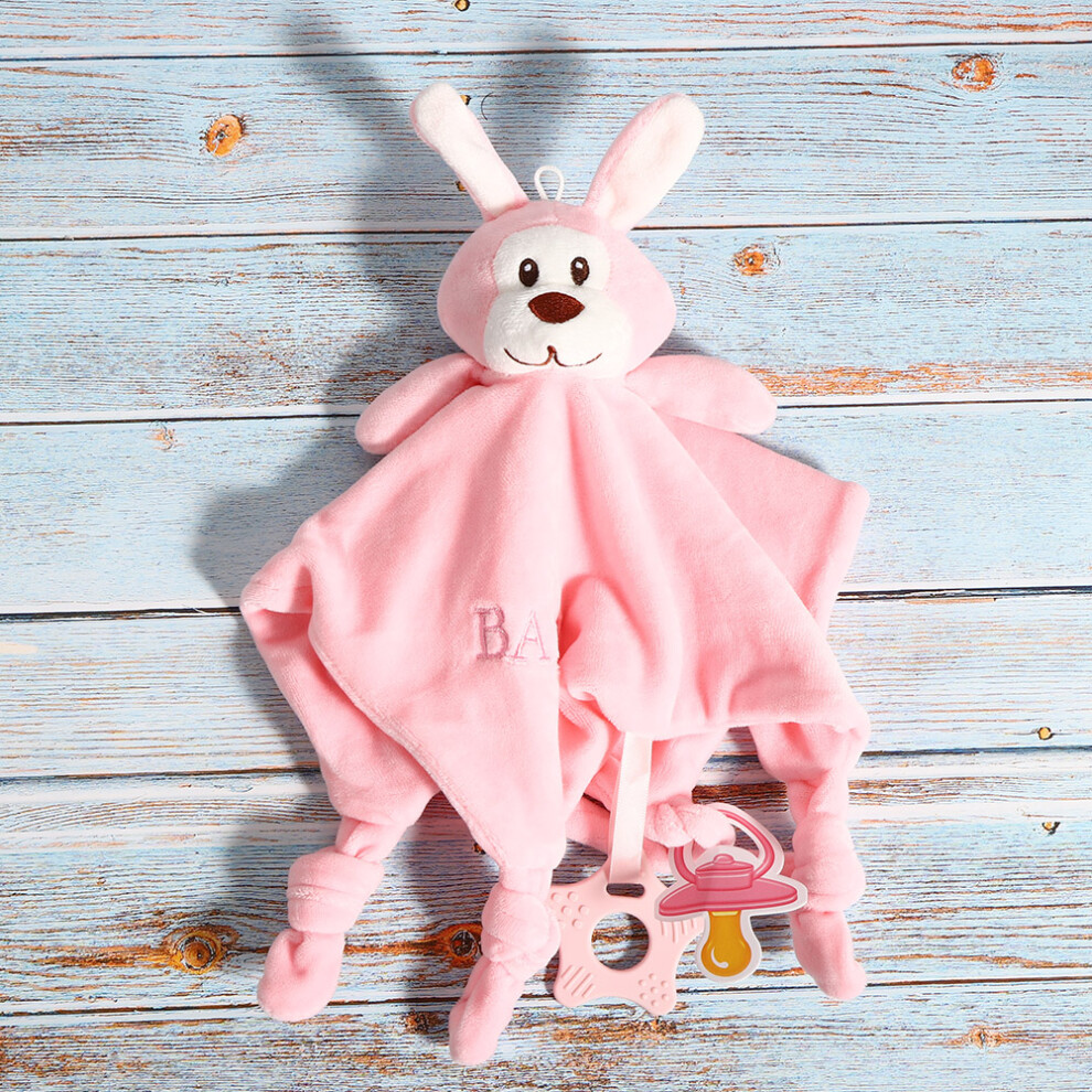 Newborn Baby Plush Toy Comforter Rabbit Soft Handkerchief & Towel Blanket Pink