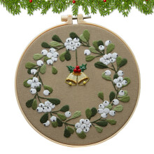 Christmas Embroidery Kit Ornaments DIY Christmas Stitches Mistletoe Stocking for Adults and Kids