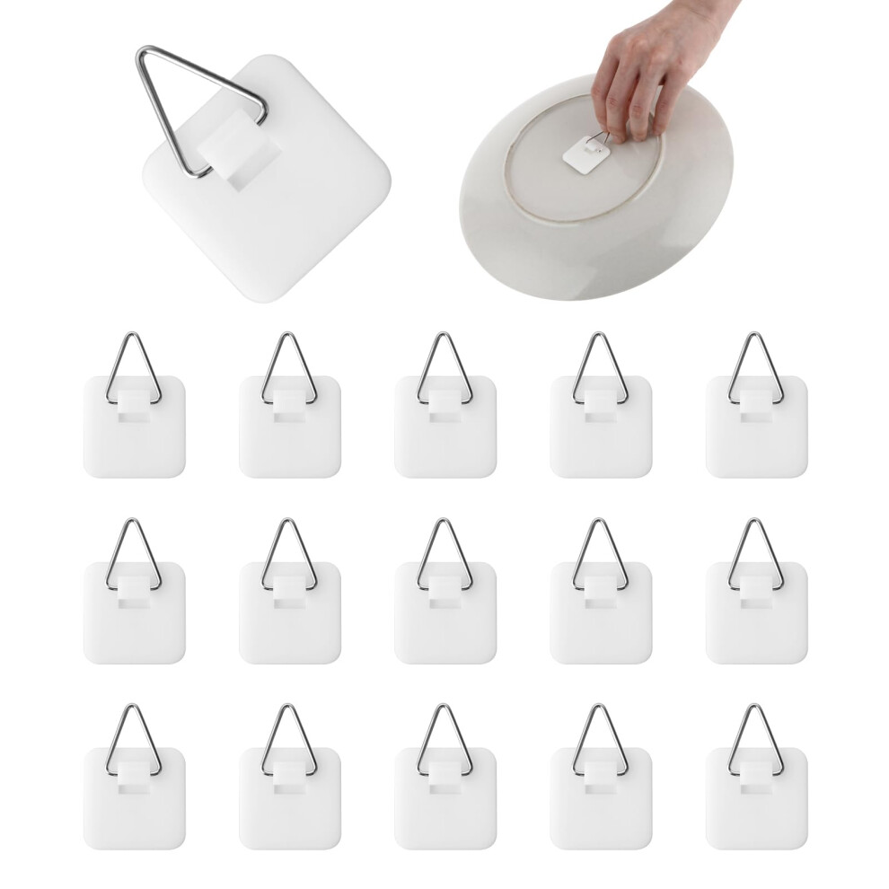15Pcs Invisible Adhesive Plate Hangers For Wall, Strong Hold 1.25In Hooks For Decorative Plates 9199774756976