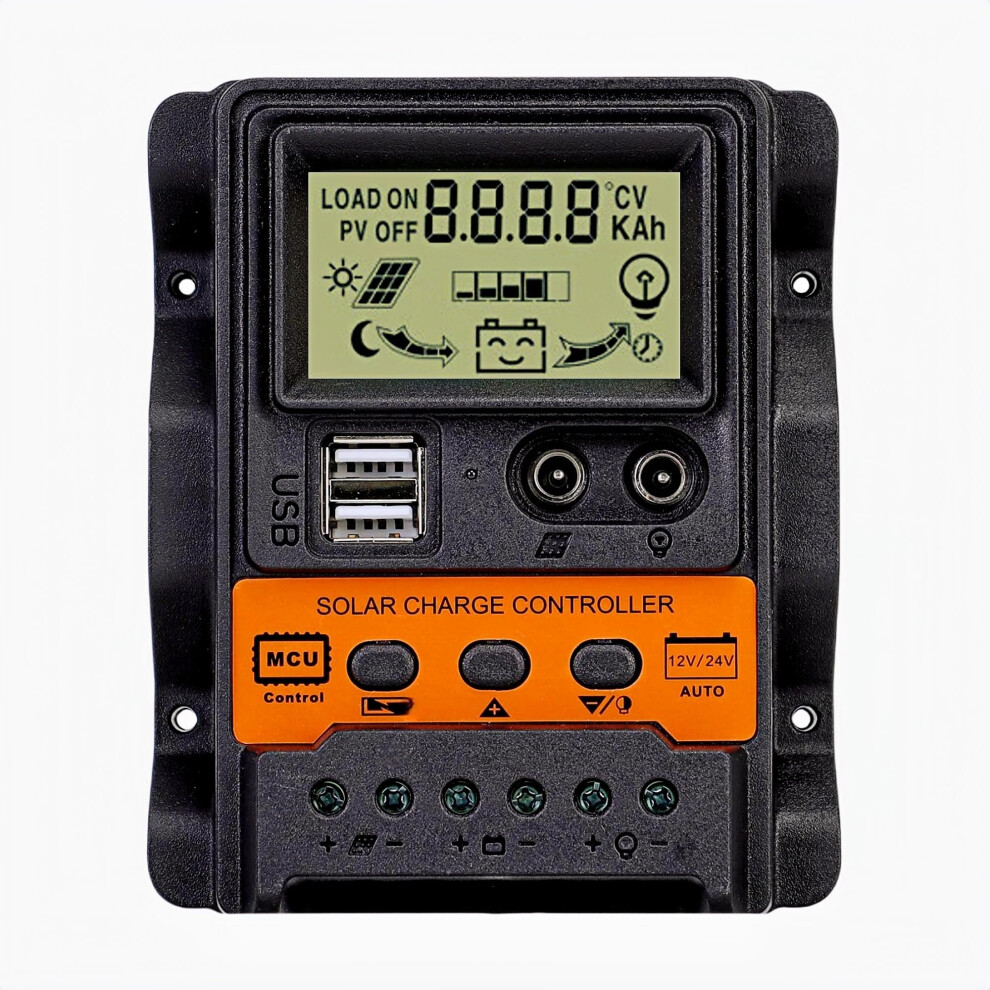 10A 12V 24V Pwm Solar Charge Controller With Dual Usb, Lcd Display, Automatic Voltage Detection For Lead Acid Battery 9199774757393