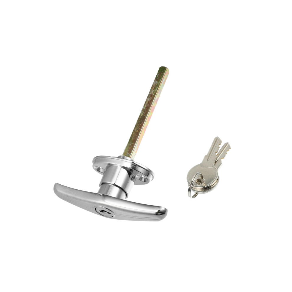 Universal Chrome T Handle Lock Kit For Garage, Shed, Truck Caps, Camper, Barns With 2 Keys 9187378978375