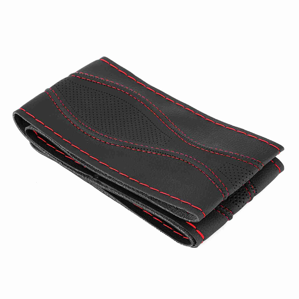 Luxury Leather Steering Wheel Wrap 38Cm/15In For Stylish Car Interior Red 4021379742090