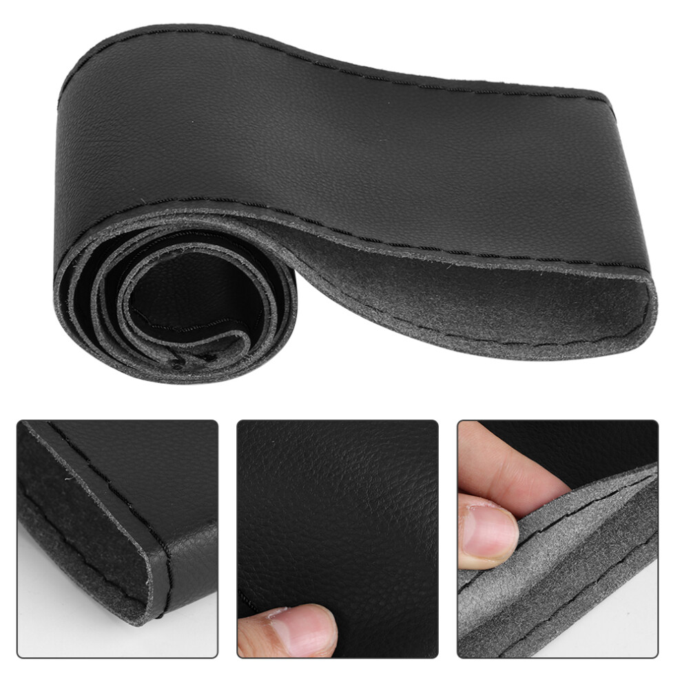 Microfiber Leather Steering Cover 38Cm/15In For Cars Diy Universal Black 8131379742061