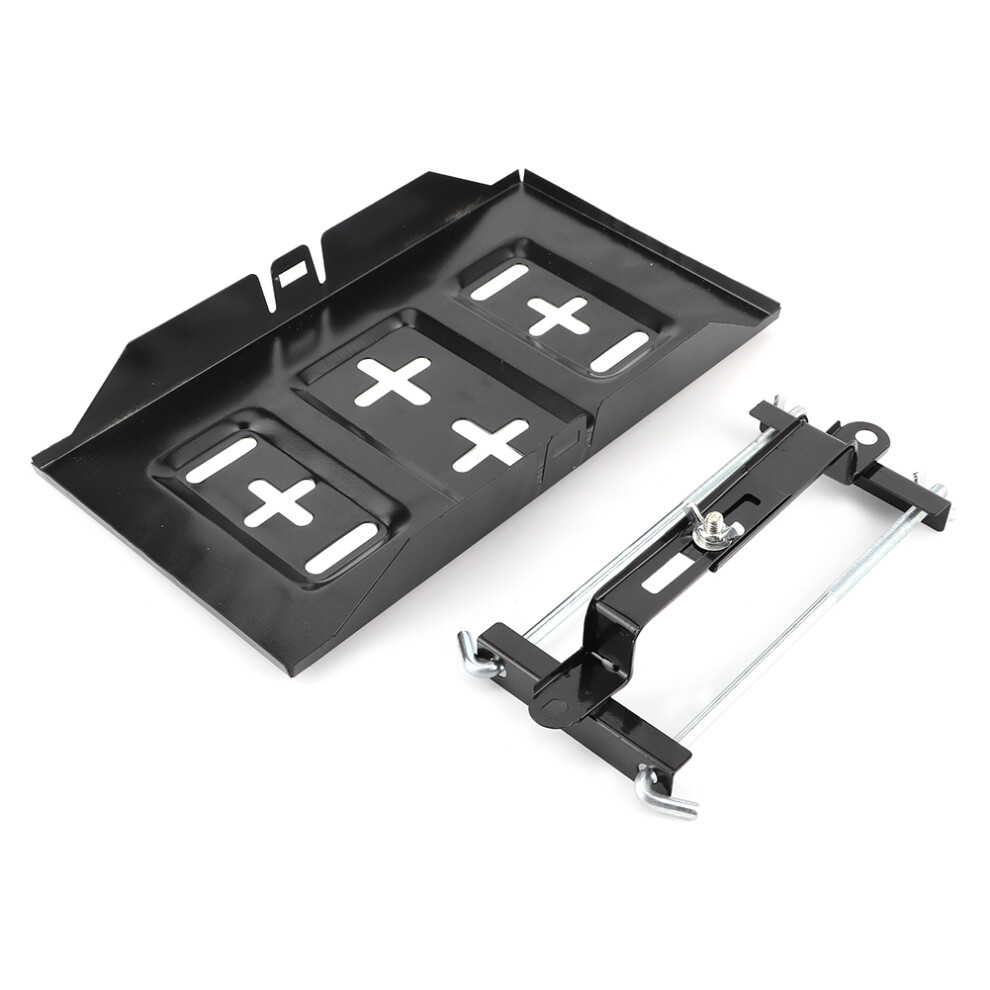 Universal Battery Tray For Automotive Use, Adjustable Hold Down Clamp Kit Sturdy Metal Construction With Recessed Slots Design, Durable Battery 9358999938486