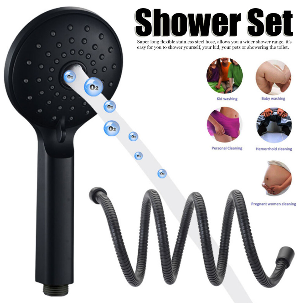 Matte Black Handheld Showerhead With Hose & Bracket - Modern Bathroom Tool 8411382629901