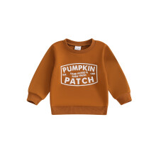 (6-12 Months, Brown) Felpe per bambini con stampa Halloween, girocollo, maniche lunghe, pullover autunnale.