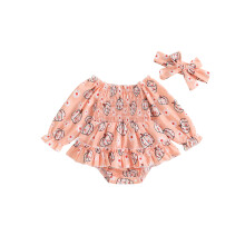 (6-12 Months, Pink) Tenue nouveau-né fille, barboteuse plissée manches longues citrouille/fantôme, bandeau, vêtements Halloween