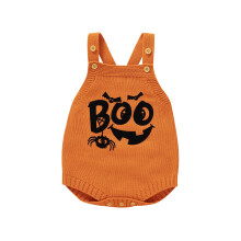 (1-3 Months, Orange) Cailíní Buachaillí Leanbh Rompers Geansaí Spider Ialtóg Litreacha Cnaipí Strapaí Culaith Éadaí Oíche Shamhna