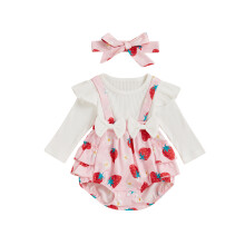 (9-12 Months, White) Neugeborenen-Mädchen-Outfit, langärmeliger Strampler Haarband, Herbstkleidung
