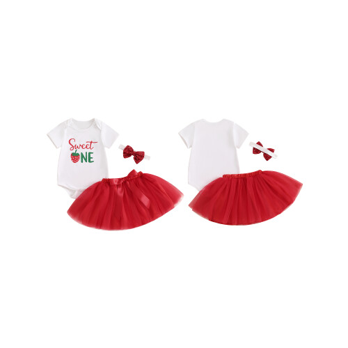 (6-12 Months, Red) Σετ 3 τεμαχίων κορδέλα, γενέθλια 1