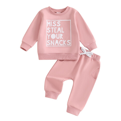 (12-18 Months, Pink) Φθινοπωρινή Στολή Κοριτσιών, Ελαστική Μέση