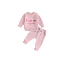 (6-12 Months, Pink) Conjunto de Outono para Meninas: Blusa de Moletom Longa com Estampa e Bolsos.