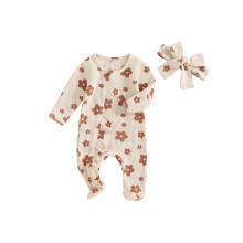 (Newborn, Apricot) Babyoutfit voor meisjes: hoofband. Herfstkleding.