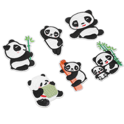 Μπαλώματα κεντήματος Panda με σίδερο και απλικέ για επισκευή και διακόσμηση ρούχων, 2