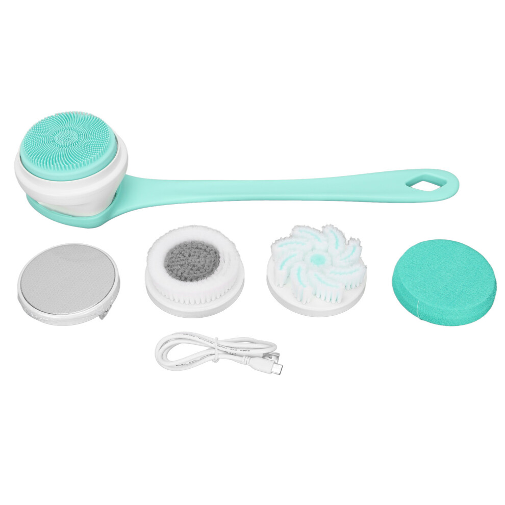 Detachable Handle Electric Back Scrubber With Rechargeable Battery Rotating Cleansing Mode Waterproof Design Massaging Stick For Body Brush Head