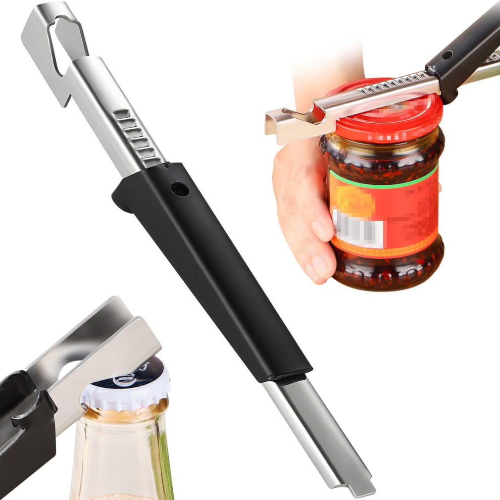 Adjustable Stainless Steel Jar Opener for Seniors, Manual Bottle Lid Remover with Ergonomic Grip