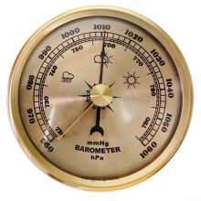 Indoor Barometer Metal Frame Weather Station Clock 70mm Diameter No Battery Required Gold Home Decor