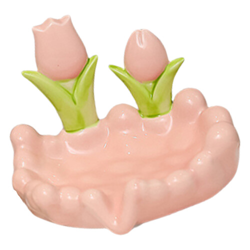 Sophisticated Ceramic Soap Container Florals Soap-Pink  tulip