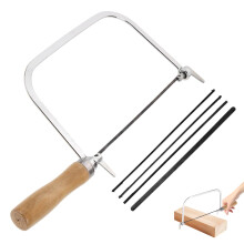 Coping Saw for Woodworking, 5 Inch Frame Fret Saw with 4 Blades, Cuts Wood, PVC Pipe and Foam