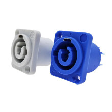 Stage Light Power Connector 3 Pin LED Cable Socket Gray Durable Panel Mount for Audio