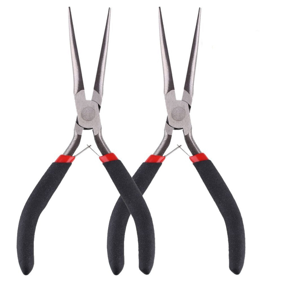 2Pcs Extra Long Needle Nose Pliers 6 Inch Precision Carbon Steel With Ergonomic Nonslip Grip 9187378980699