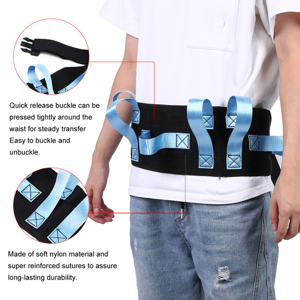 Blue Elderly Waist Traction Belt Patient Transfer Nursing Safety Aid Adjustable