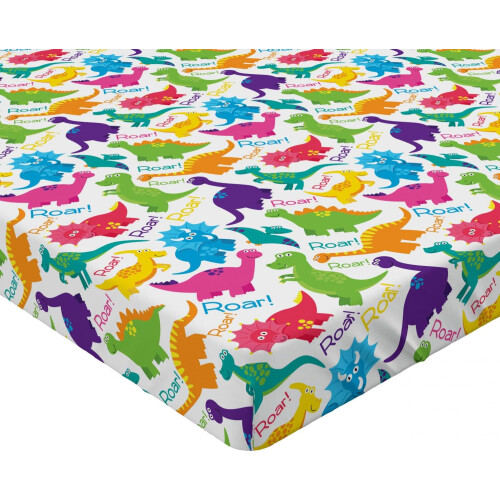 Twin Size Fitted Sheet Set 2 Pack Deep Pocket Secure Elastic Fit Soft Brushed Microfiber Dinosaur 1