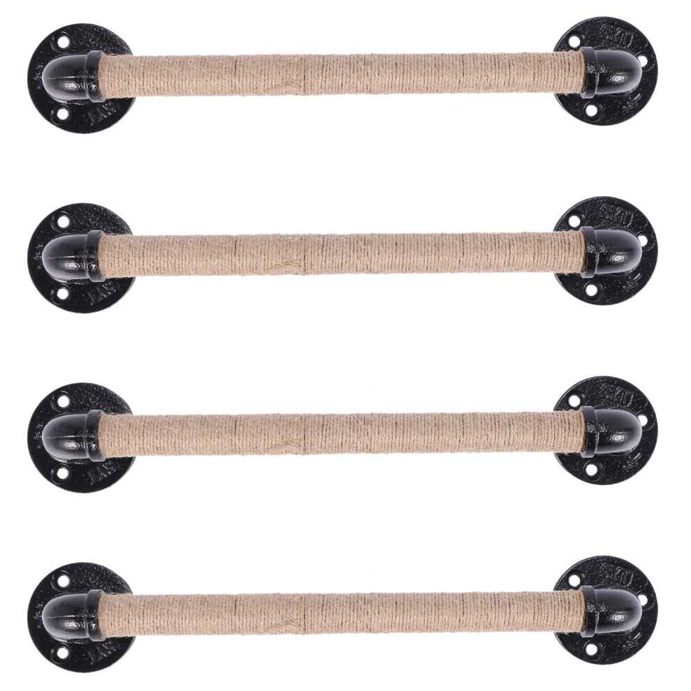 4X Industrial Style Pipe Furniture Handle Barn Sliding Wooden Door Handles European Wrought Iron Rope Handle Black 6132455605234