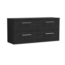 Balterley Level Modern Bathroom 4 Soft Close Drawer Wall Hung Vanity Unit with Worktop, Charcoal Black, 1200 mm
