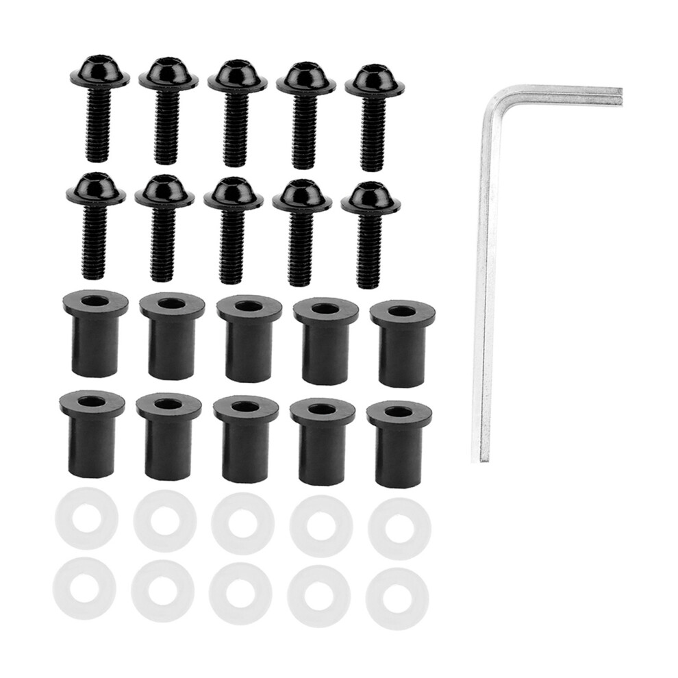 Motorbike Windshield Fastener Set 10Pcs Bolts Nuts Washers Universal Fit Black 9461379748800